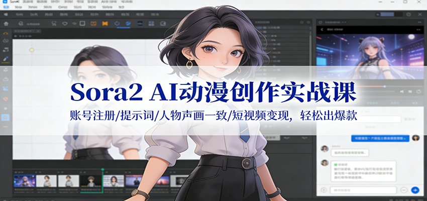 Sora2 AI动漫创作实战课：账号注册/提示词/人物声画一致/短视频变现，轻松出爆款-网创项目总站