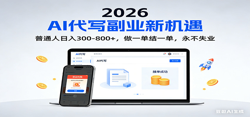 2026 副业首选！AI 代写日入 300-800，普通人0门槛，做一单结一单！-网创项目总站