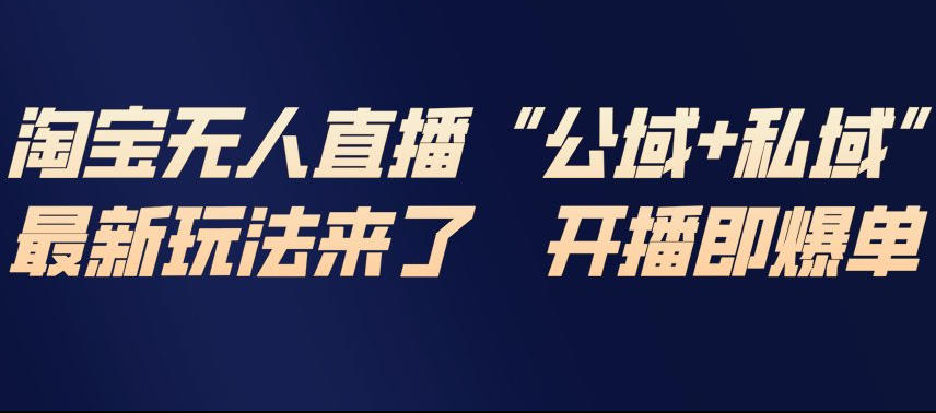 淘宝无人直播完整教程,公试+私域,最新玩法来了,开播即爆单-网创项目总站