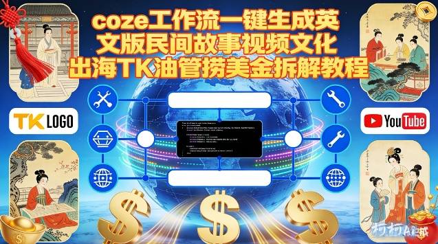 Coze扣子工作流一键生成英文版民间故事视频，文化出海TK油管捞美金拆解教程-网创项目总站
