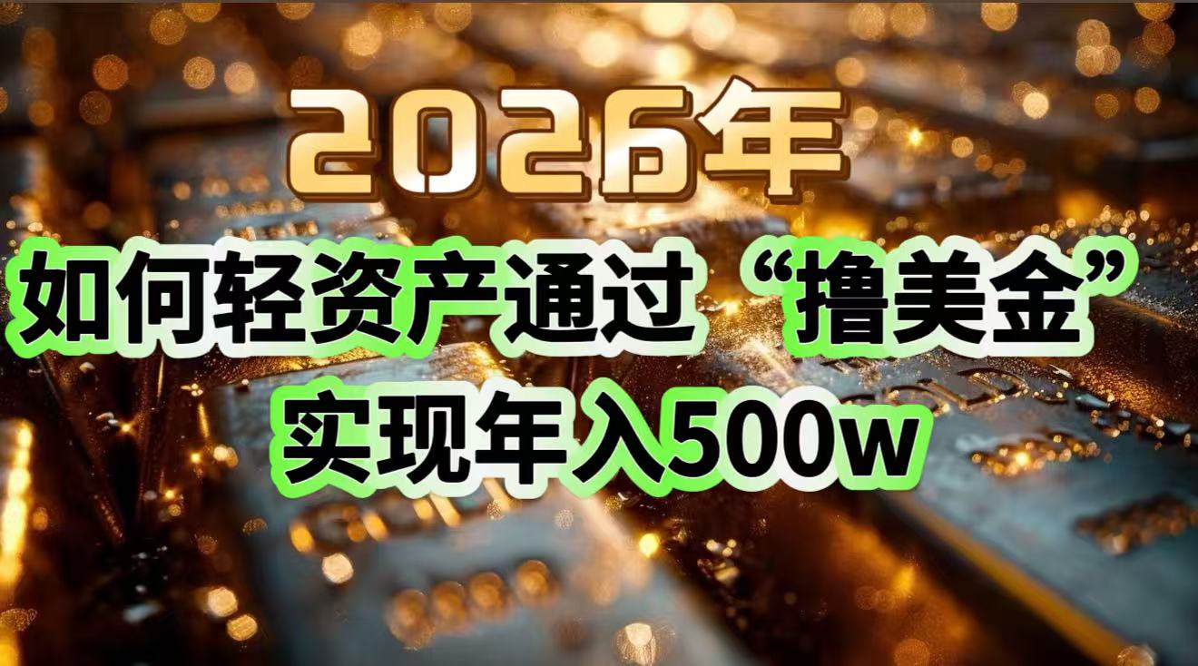 2026年如何轻资产通过“撸美金”实现年入500w-网创项目总站
