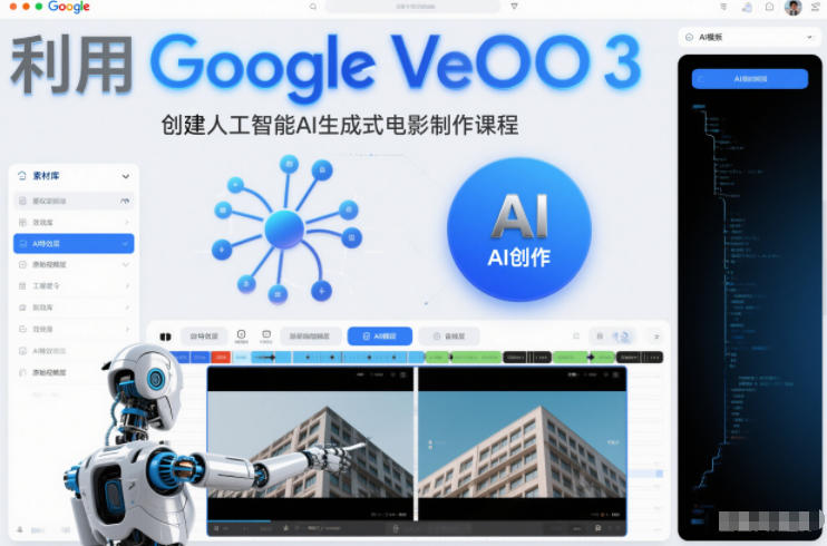 利l用Google Veo 3创建人工智能AI生成式电影制作课程，使用人工智能的力量创建令人惊叹的视频-网创项目总站