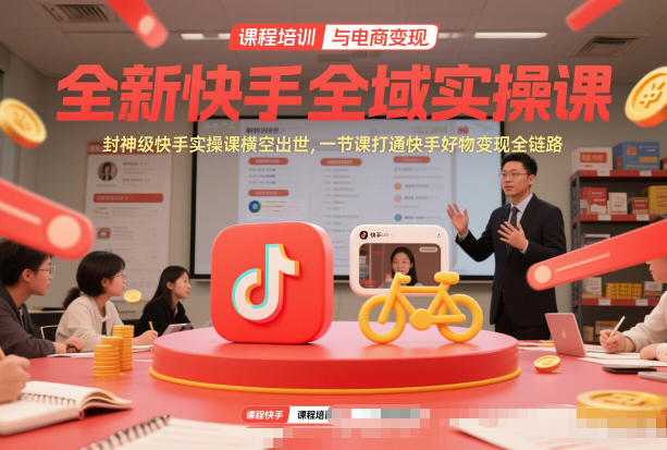 全新快手全域实操课，封神级快手实操课横空出世，一节课打通快手好物变现全链路-网创项目总站