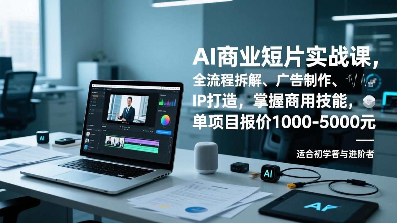 AI商业短片实战课，全流程拆解、广告制作、IP打造，掌握商用技能，单项目报价1000-5000元-网创项目总站