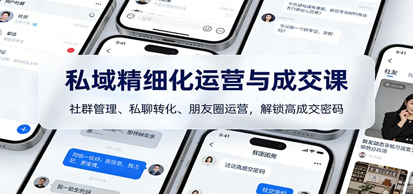 私域精细化运营与成交课：社群管理、私聊转化、朋友圈运营，解锁高成交密码-网创项目总站