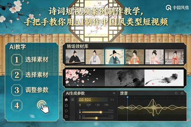 古诗词短视频案例制作教学，手把手教你用AI制作中国风类型短视频-网创项目总站
