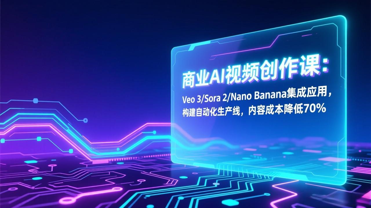 商业AI视频创作课：Veo 3/Sora 2/Nano Banana集成应用，构建自动化生产线，内容成本降低70%-网创项目总站