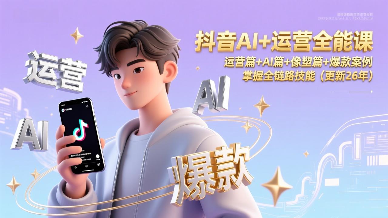 抖音AI+运营全能课，运营篇+AI篇+像塑篇+爆款案例，掌握全链路技能(更新26年-网创项目总站