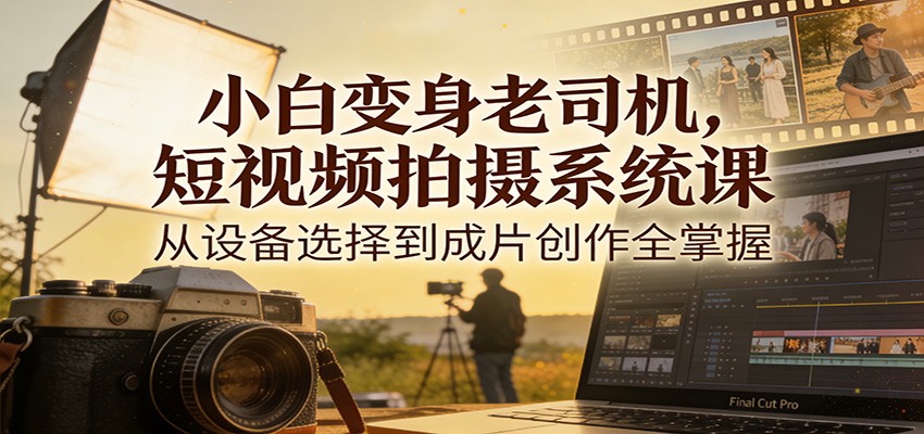 小白变身老司机，短视频拍摄系统课，从设备选择到成片创作全掌握-网创项目总站