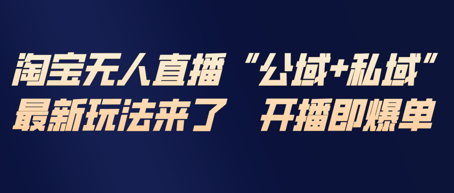 淘宝无人直播最新玩法，包含私域和公域两种玩法-网创项目总站