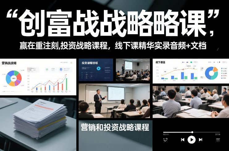 创富战略课，赢在重注时刻，营销和投资战略课程，线下课精华实录音频+文档-网创项目总站