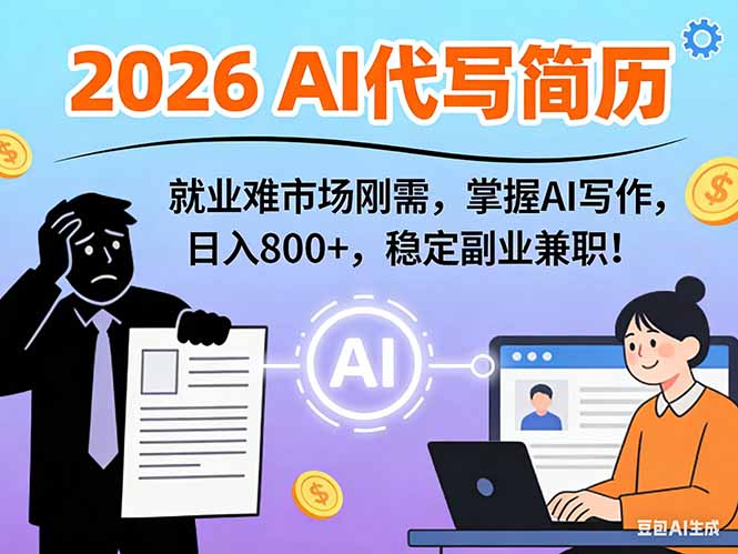 AI代写简历，超暴利，用万能模板月入1-3万实战教程，2026年市场刚需！-网创项目总站