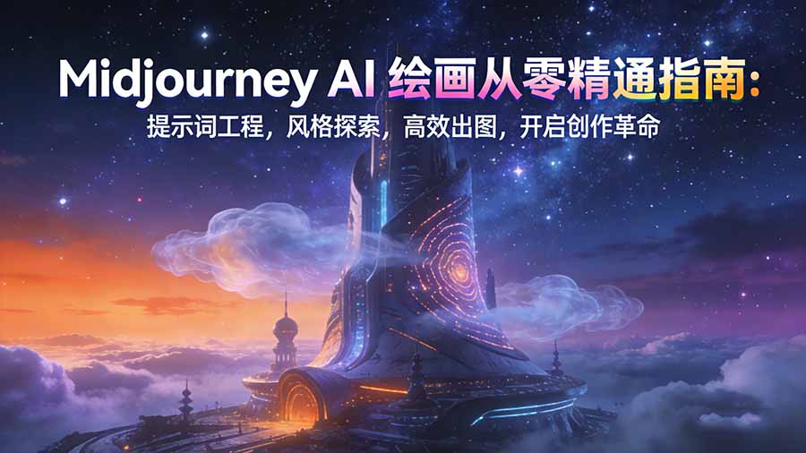 Midjourney AI绘画从零精通指南:提示词工程,风格探索,高效出图,开启创作革命-网创项目总站