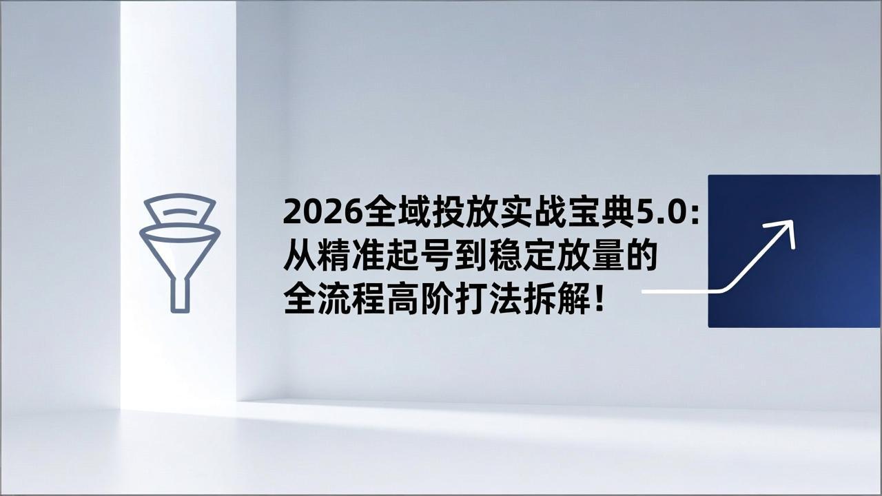 2026全域投放实战宝典5.0：从精准起号到稳定放量的全流程高阶打法拆解！-网创项目总站