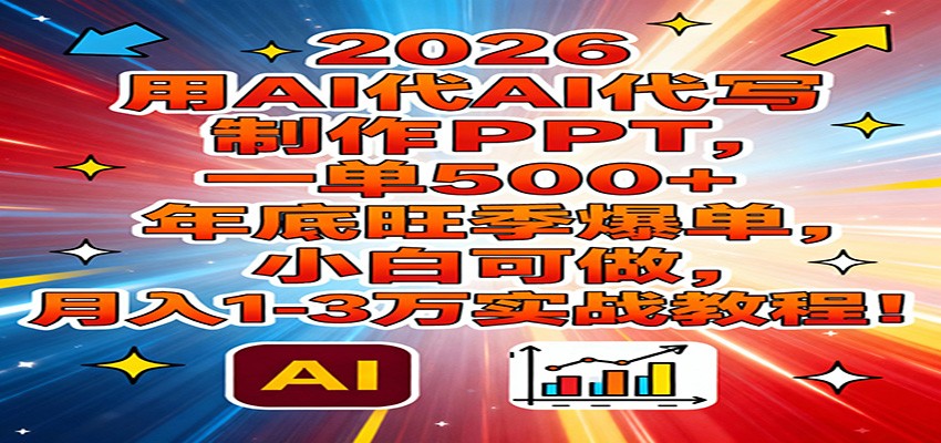 2026用AI代写制作PPT，一单500+，年底旺季爆单，小白可做，月入1-3万实战教程-网创项目总站