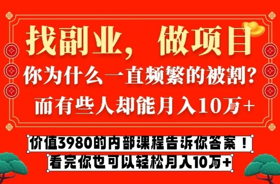 价值3980的网创内部课程，告诉你互联网创业月入10个W的秘密【揭秘】-网创项目总站