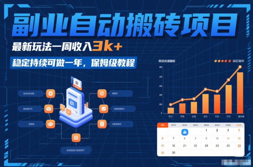 副业自动搬砖项目，最新玩法一周收入3k+，稳定持续可做一年，保姆级教程【揭秘】-网创项目总站