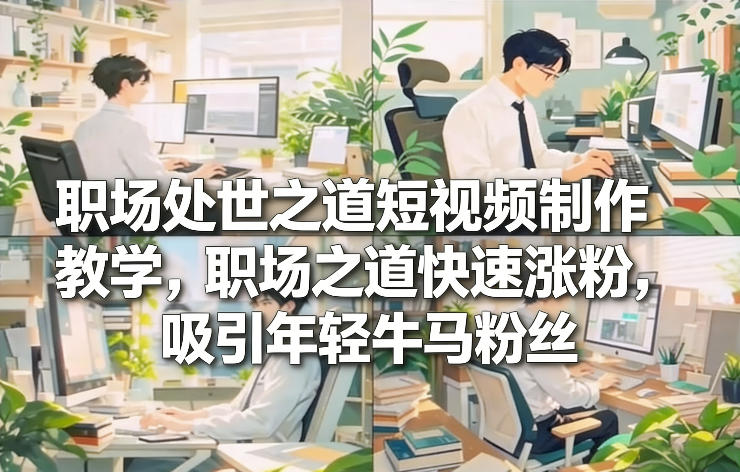 职场处世之道短视频制作教学，职场之道快速涨粉，吸引年轻牛马粉丝-网创项目总站