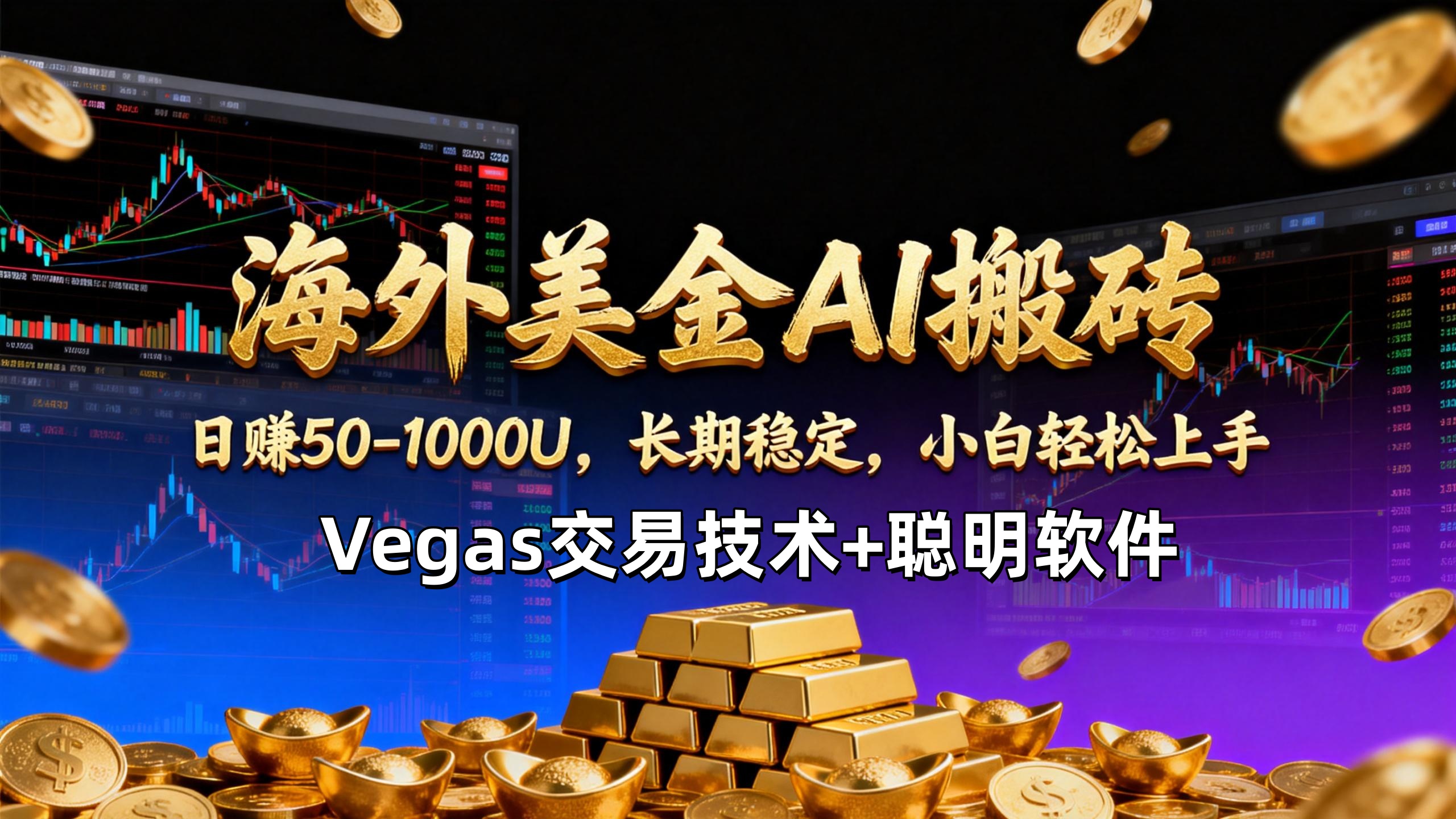 【海外美金AI搬砖】Vegas交易技术+聪明软件，日赚50-1000U，长期稳定，小白轻松上手。-网创项目总站