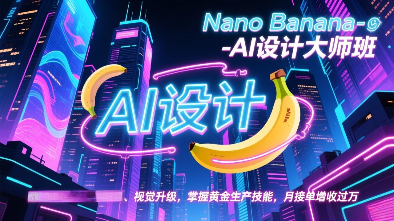 Nano Banana-AI设计大师班，修图合成、广告创作、视觉升级，掌握黄金生产技能，月接单增收过万-网创项目总站