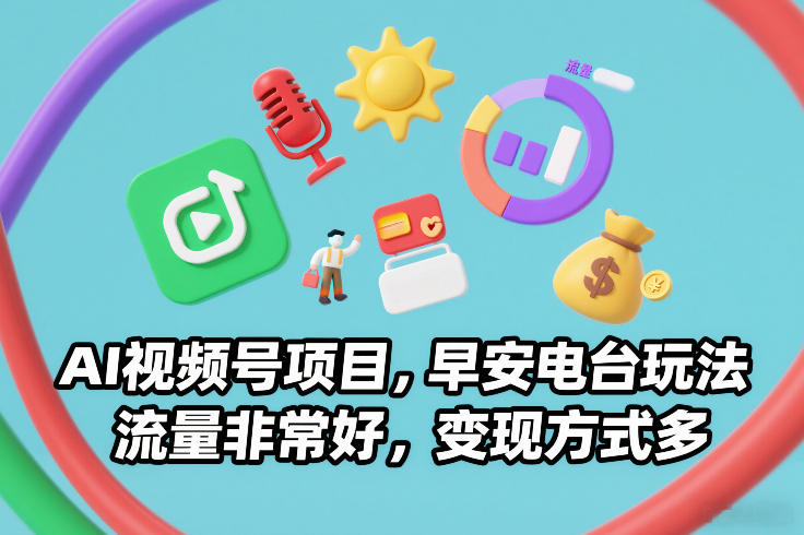 AI视频号项目，早安电台玩法，流量非常好，变现方式多-网创项目总站