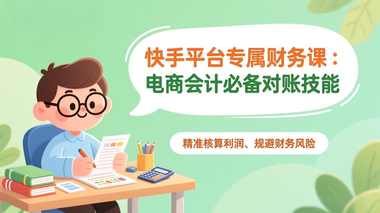 快手平台专属财务课：电商会计必备对账技能，精准核算利润、规避财务风险-网创项目总站