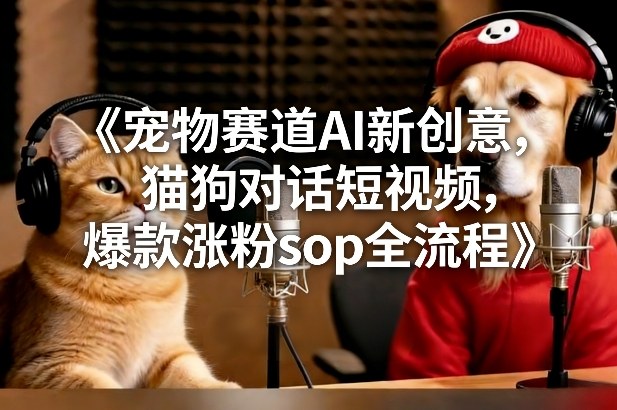 宠物赛道AI新创意，猫狗对话短视频，爆款涨粉sop全流程-网创项目总站