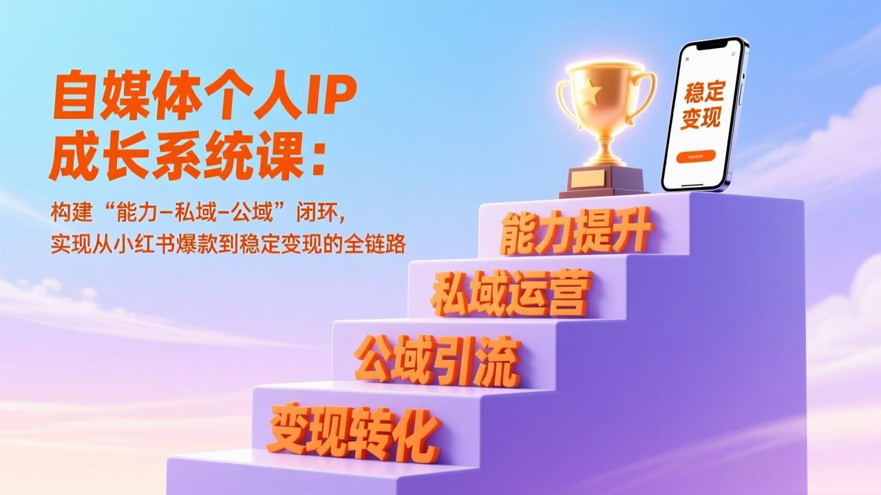 自媒体个人IP成长系统课：构建“能力-私域-公域”闭环，实现从小红书爆款到稳定变现的全链路-网创项目总站