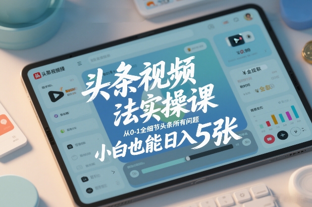 头条视频玩法实操课，从0-1全细节头条所有问题，小白也能日入5张-网创项目总站