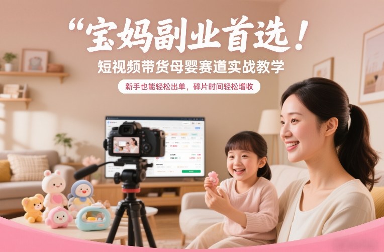 宝妈副业首选！短视频带货母婴赛道实战教学，新手也能轻松出单，碎片时间轻松增收-网创项目总站