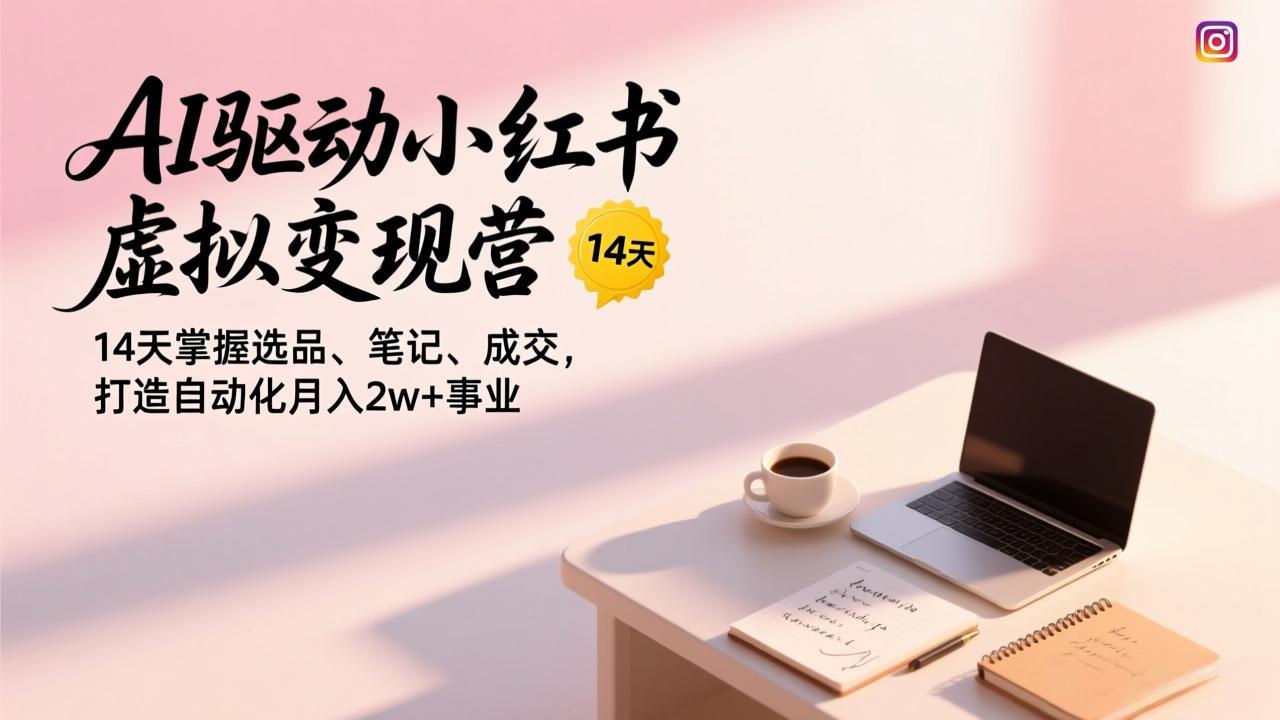 AI驱动小红书虚拟变现营，14天掌握选品、笔记、成交，打造自动化月入2w+事业-网创项目总站