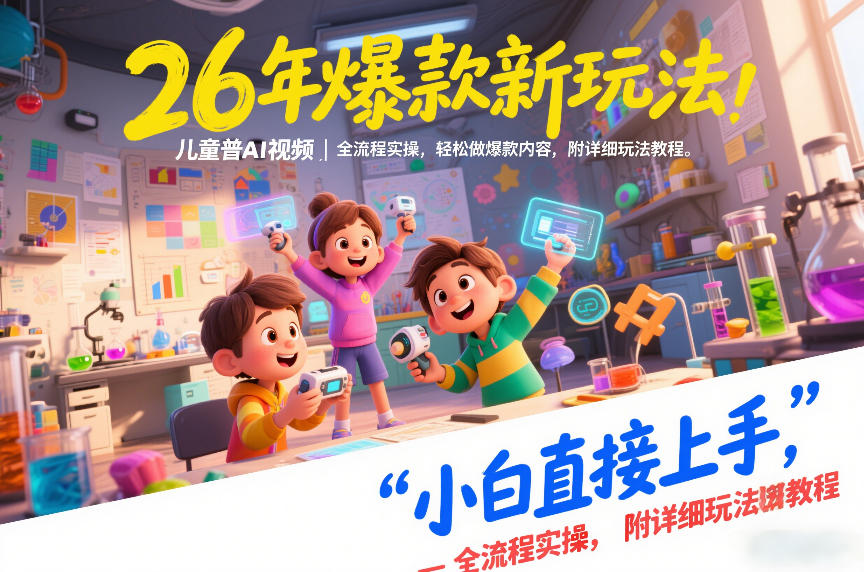 26年爆款新玩法，儿童科普AI视频，全流程实操，轻松做爆款内容，小白直接上手，附详细玩法教程-网创项目总站