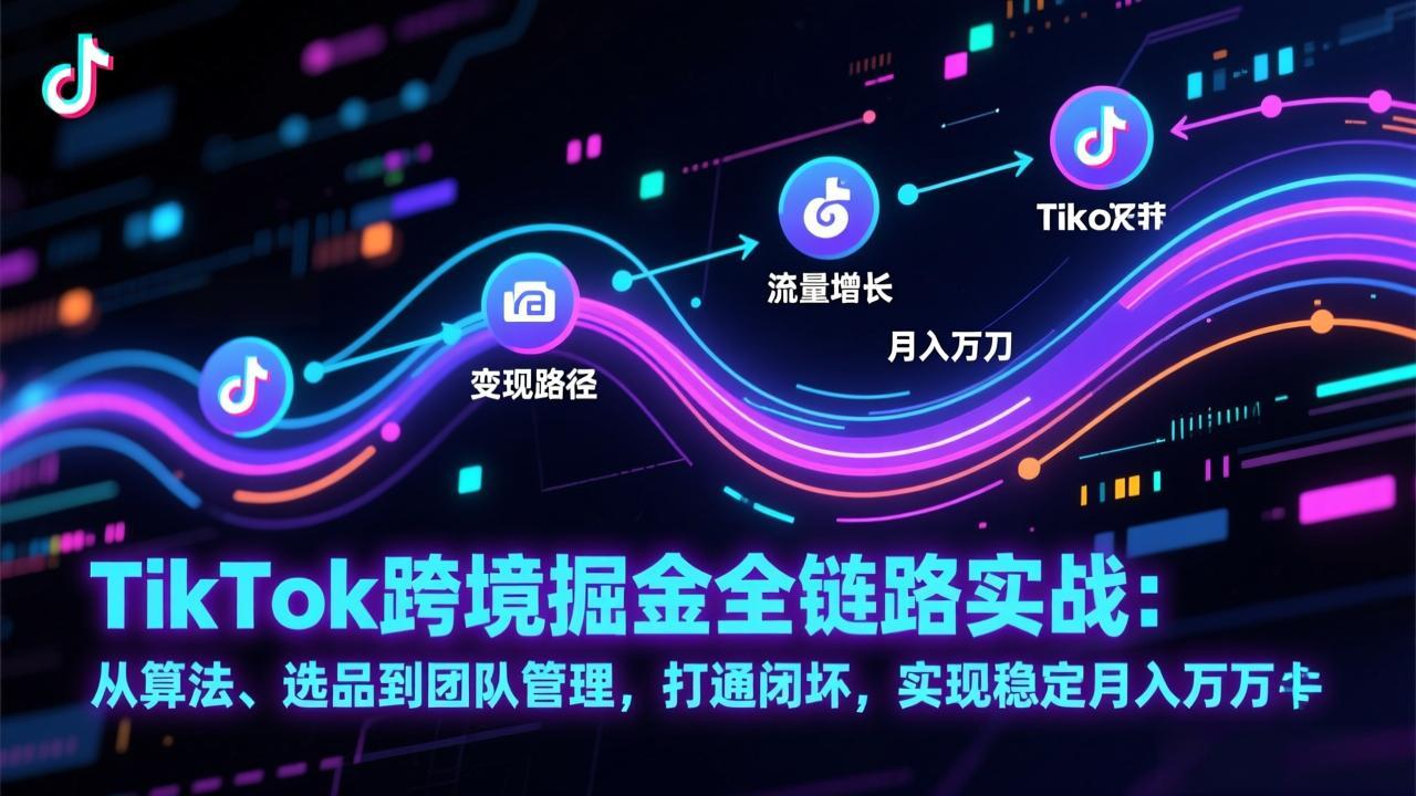 TikTok跨境掘金全链路实战：从算法、选品到团队管理，打通闭环，实现稳定月入万刀-网创项目总站