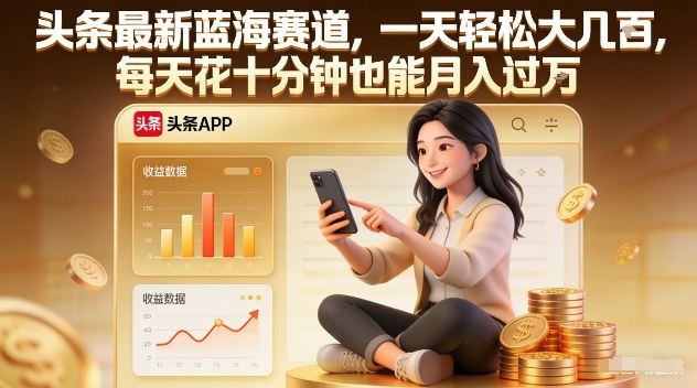 头条最新蓝海赛道，一天轻松大几张，每天花十分钟也能月入过1W【揭秘】-网创项目总站