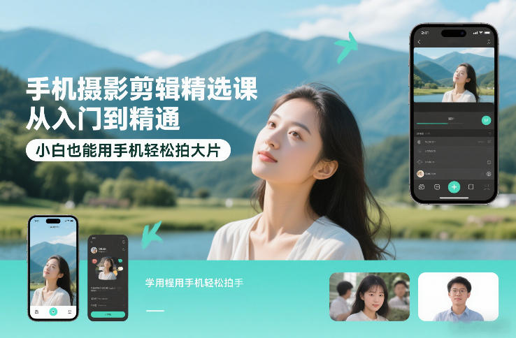 手机摄影剪辑精选课，从入门到精通，小白也能用手机轻松拍大片-网创项目总站