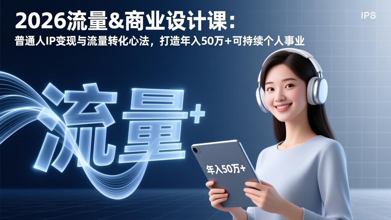 2026流量&商业设计课：普通人IP变现与流量转化心法，打造年入50万+可持续个人事业-网创项目总站