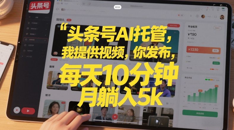 头条号AI托管，我提供视频，你发布，每天10分钟，月躺入5k+【揭秘】-网创项目总站