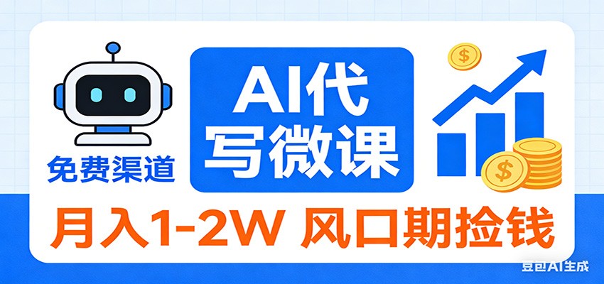 2026告别打工！AI 代写微课，提供免费渠道，月入 1-2W 风口期捡钱-网创项目总站