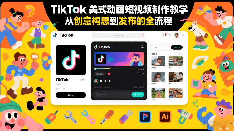 TikTok美式动画短视频制作教学，从创意构思到发布的全流程-网创项目总站