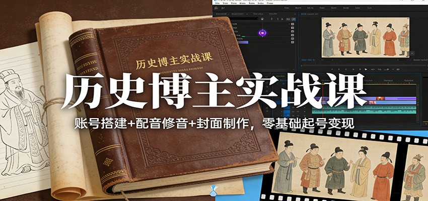 历史博主实战课：账号搭建+配音修音+封面制作，零基础起号变现-网创项目总站