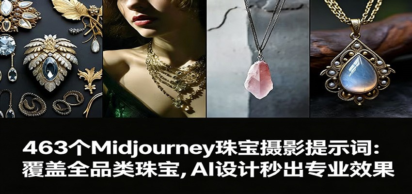 463个Midjourney珠宝摄影提示词：覆盖全品类珠宝，AI设计秒出专业效果-网创项目总站
