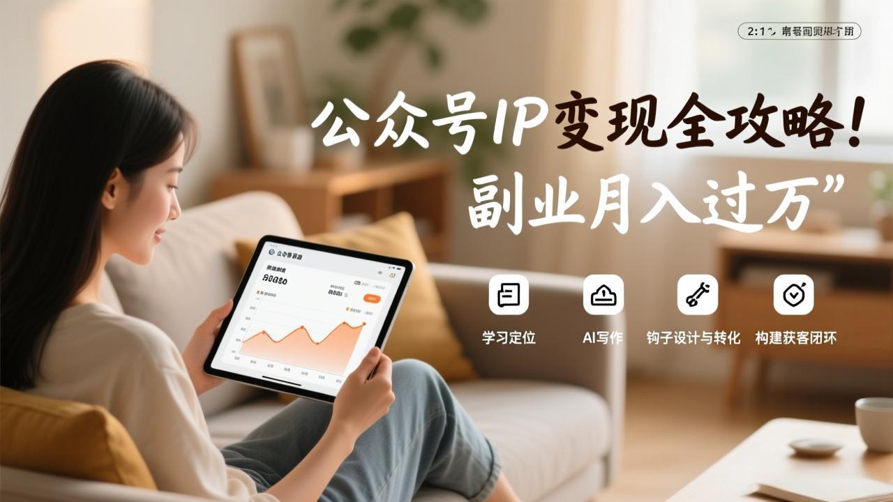 公众号IP变现全攻略，学习定位、AI写作、钩子设计与转化，构建获客闭环，副业月入过万-网创项目总站