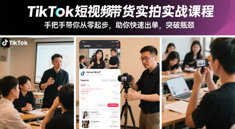 TikTok短视频带货实拍实战课程，手把手带你从零起步，助你快速出单，突破瓶颈-网创项目总站