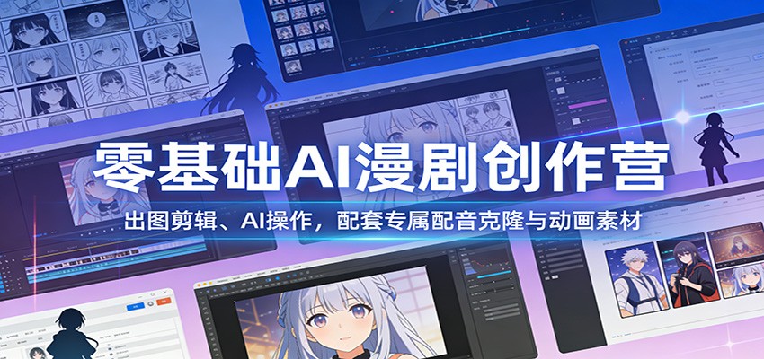 零基础AI漫剧创作营:出图剪辑、AI操作,配套专属配音克隆与动画素材-网创项目总站