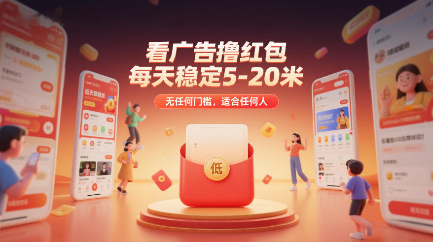 看广告撸红包，每天稳定5-20米，无任何门槛，适合任何人-网创项目总站