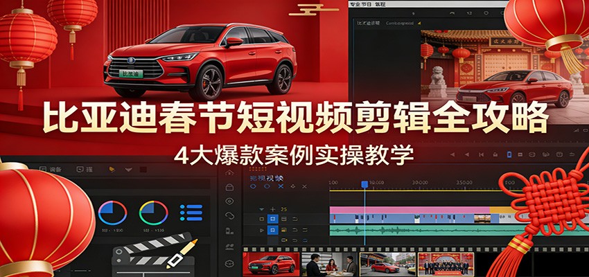 比亚迪春节短视频剪辑全攻略,4大爆款案例实操教学-网创项目总站