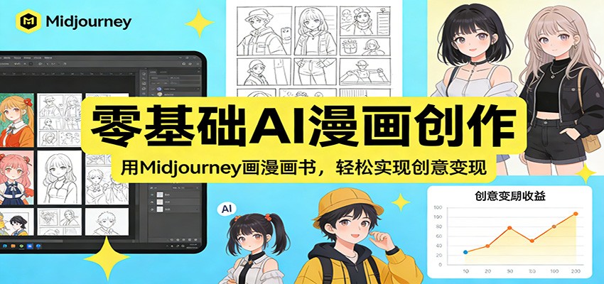 零基础AI漫画创作：用Midjourney画漫画书，轻松实现创意变现-网创项目总站
