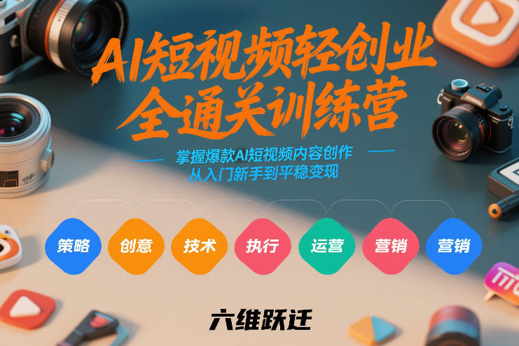 AI短视频轻创业全通关训练营，掌握爆款AI短视频内容创作，从入门新手到平稳变现的六维跃迁-网创项目总站