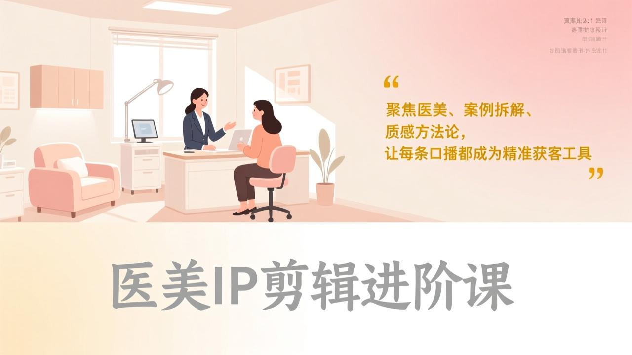 医美IP剪辑进阶课，聚焦医美、案例拆解、质感方法论，让每条口播都成为精准获客工具-网创项目总站