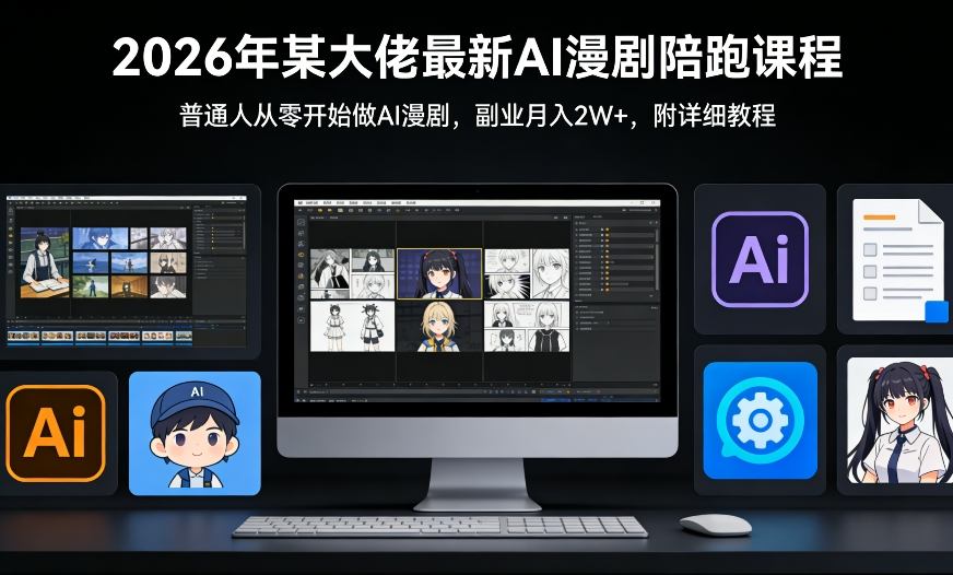 26年某大佬最新Ai漫剧陪跑课程,普通人从零开始做AI漫剧,副业月入2W+-网创项目总站